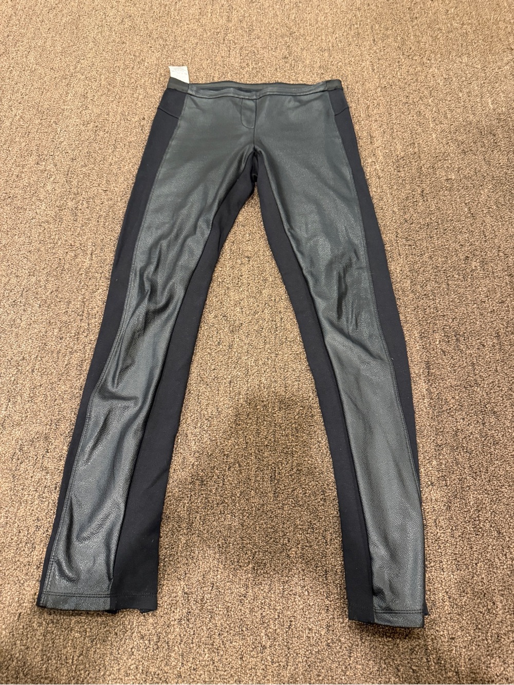 BCBGMaxAzria Black Faux Leather-Panel Jeggings
